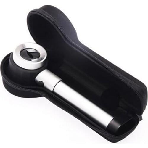 LED Magnifier 10X Handheld Magnifying Glass with Scale, Storage Bag, Optical Double Lens, Illuminated Lighted Magnifier