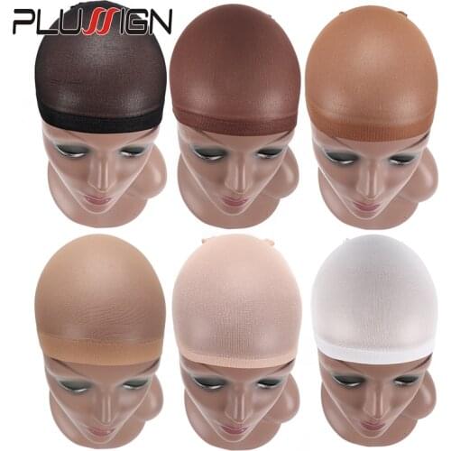 Plussign 12 Units Wig Caps For Making Wigs Brown Black Stocking Wig Cap Snood Nylon Stretch Mesh In 3 Colors Weaving Cap