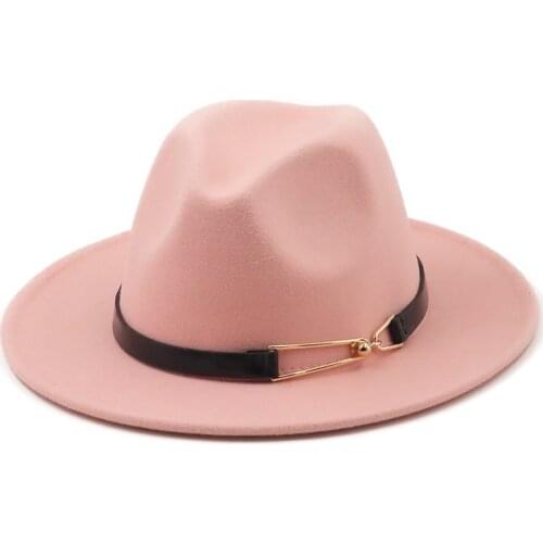 Simple Wide Brim Simple Church Derby Top Hat Panama Solid Felt Fedoras Hat for Men Women artificial wool Blend Jazz Cap