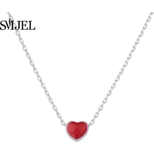SMJEL Fashion Tiny Red Heart Pendants &Necklaces for Women Choker Beauty Love Heart Jewelry Wedding Birthday Gifts SYXL084