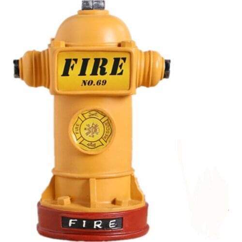 Resin Fire Hydrant Piggy Bank Fire Extinguisher Figurines Ornament for Home Vintage Soft Decoration for Kid Birthday