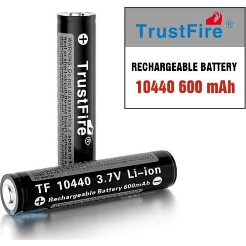 Trustfire 10440 AAA Lithium Battery Original 3.7V 600mAh Rechargeable Li Ion Battery Cells with PCB for E-Bike LED Flashlight