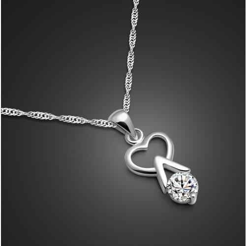 Bohemia silver necklace for women 100% 925 sterling silver Zircon heart-shaped pendant chain charm girl jewelry gift