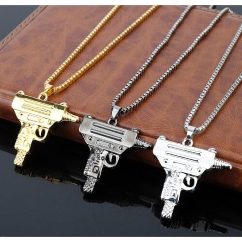 Hip Hop Jewlery Gun Pendants Necklace Snake link Chain Colar Mens Fashion Jewelry of Party Prom Bar Necklace Collier