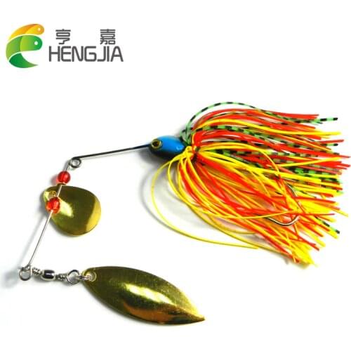 HENGJIA Wobbler Grilled squid buzzbaits hook luminous wave round lead head spinner spoons sequins vib pike catfish fishing lures