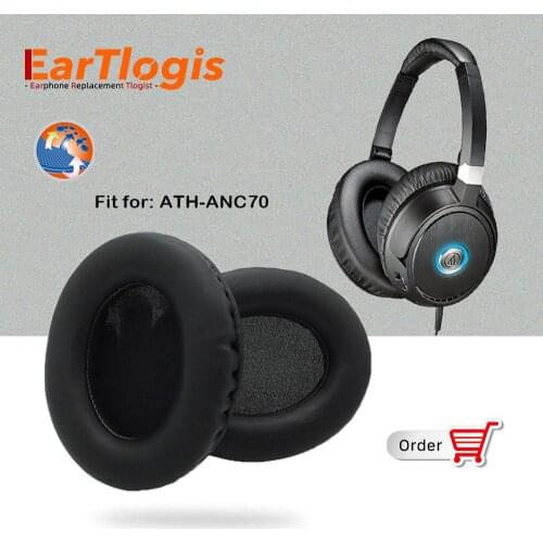 EarTlogis Replacement EarPads for Audio-technica ATH-ANC70 ANC-70 Headset Parts Earmuff Cover Cushion Cups pillow