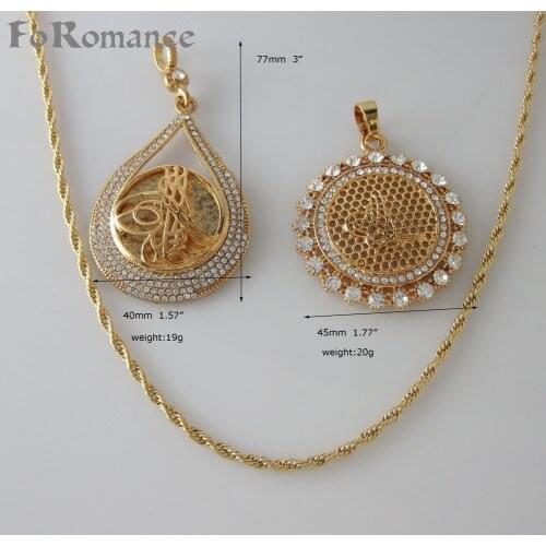 Min order 10$ - YELLOW GOLD COLOR 24" ROPE NECKLACE & Turks Turkey Jewelry Arab Pendant STONES Turki TWO STYLES PENDANT