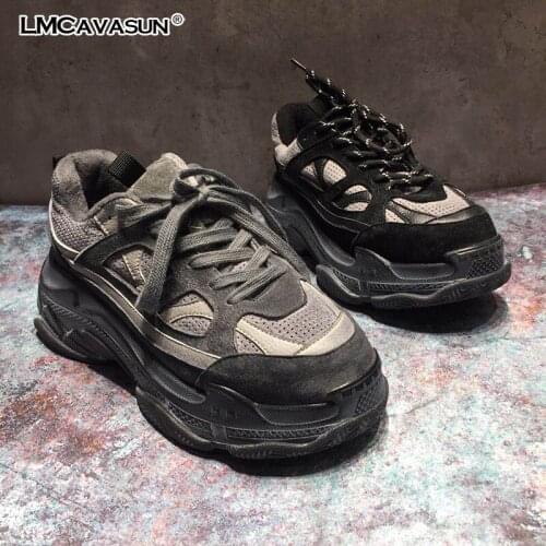 LMCAVASUN Autumn Winter Sneakers Women Fashion Casual Shoes Genuine Leather Platform Chunky Sneakers Ladies
