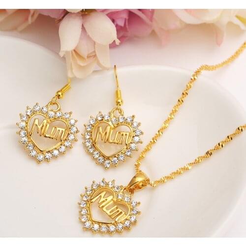 Fashion Bridal Jewelry Sets loveHeart WhiteCubic Zircon Earring crystal pendant necklace earrings Jewelry for Women mother gift