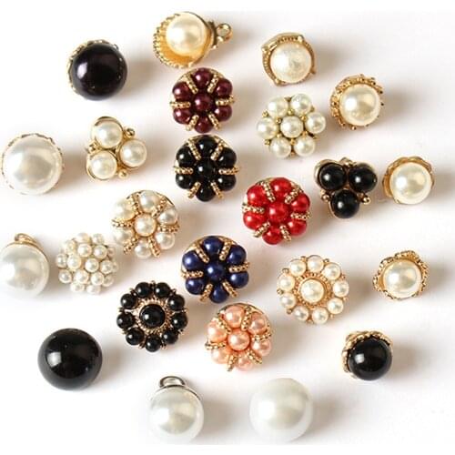 10PCS Hand-sewn Button Fashion Pearl High-end Shirt Tops Metal Buttons Ladies Clothes Decoration Accessories Buckle