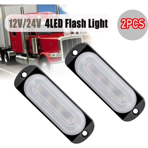 2pcs 4LED Car Flashing Warning Light Strobe Emergency Light Truck Trailer Motorcycle Beacon Lamp LED Side Light Indicator Light