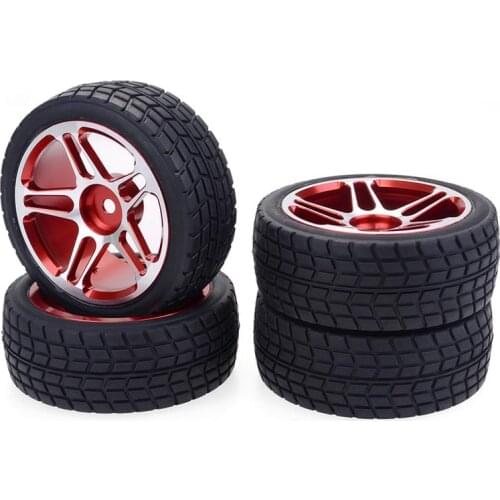 4PCS 1/10 RC Tires On Road Drift Tires Alloy Aluminum Rims Hex 12mm for Redcat HSP HPI Hobbyking Traxxas Losi VRX LRP ZD Racing