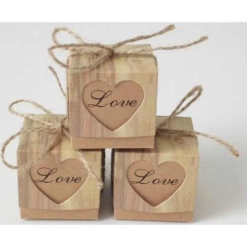 50pcs/lot Love Print Handmade DIY Candy Box Kraft Paper Wedding Birthday Party Packing Box