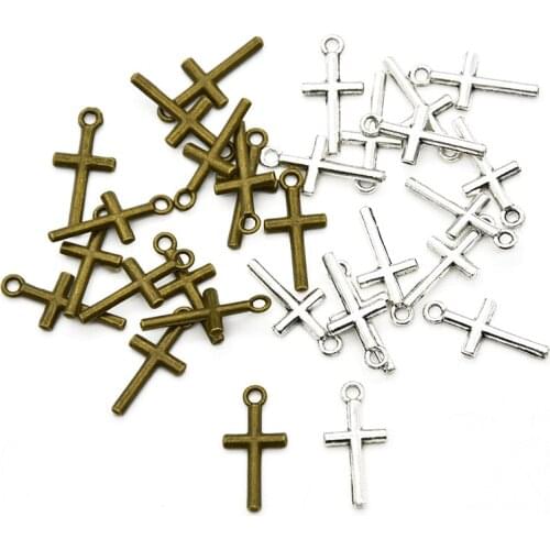 50pcs/lot Charms Cross Pendant Tibetan silver Zinc Alloy Fit Bracelet Necklace DIY Metal Jewelry Findings 19*9mm