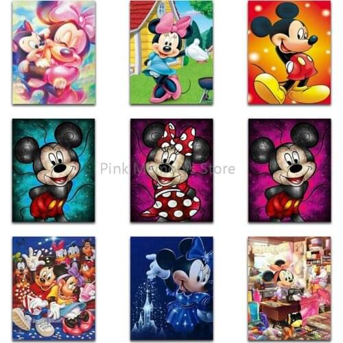 5d Disney Mickey Full Diamond Painting Cartoon Character Couple Diy Diamond Embroidery Cross Stitch Mermaid Cartoon Room Decor