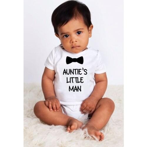 Aunties Little Man Summer Fashion Newborn Baby Romper Clothing Funny Print Infant Boys Jumpsuit Toddler Short Sleeve Outfit