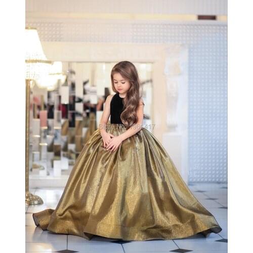 Sequines Ball Gowns Girls Pageant Dresses Sleeveless Formal Kids Party Gown Flower Girl Long Dresses for Weddings