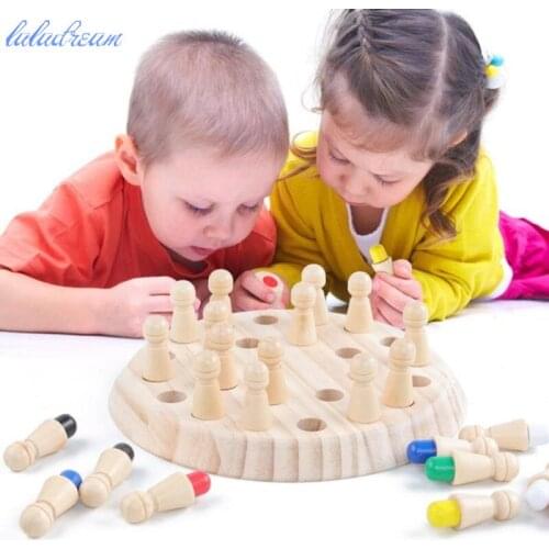 Montessori Wooden Memory Chess Game Toys 3D Puzzle Educational Toy for Children