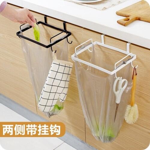 Door-back Iron Garbage Storage Rack Kitchen Cabinet-mounted Garbage Rack Bag Garbage Bag Shelf Towel Holder Kitchen Tool Storage
