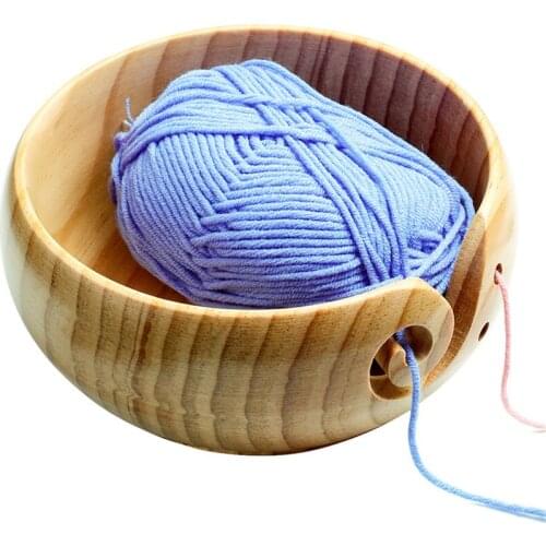 Eco-friendly bamboo yarn organizer wooden Yarn Bowl with lid for Handmade Knitting Crochet Yarn Storage Holder Stop Yarns Roll