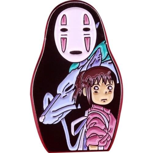 Spirtied Away No Face & Chihiro Enamel Pin Japanese Anime Fans Gift