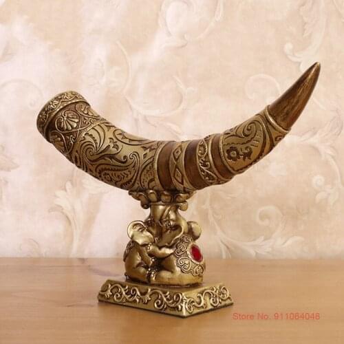 European Resin Crafts Vintage Home Decor Ivory Ornaments Original Animal Decoration Boss Office Desktop Accessories Opening Gift