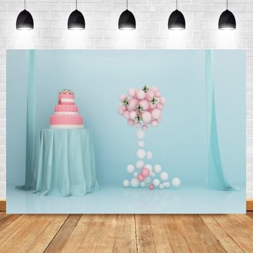 Laeacco Birthday Backdrop For Photography Cake Balloons Curtain Stage Birthday Party Child Shoot Photographic Backdrop Photocall
