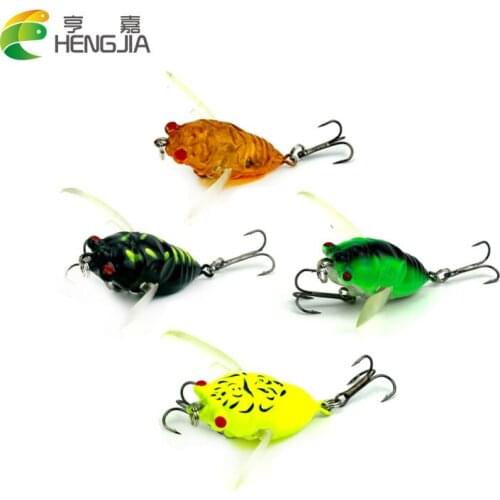 HENGJIA 4pcs plastic hard cicada lures insect baits artificial wobblers crankbaits pesca swimbaits fishing tackles