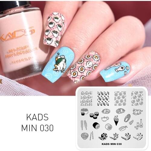 KADS MIN-030 Nail Stamping Plates Food Designs Nail Art Stamp Template Image Plate DIY Manicure Beauty Accessories Printer