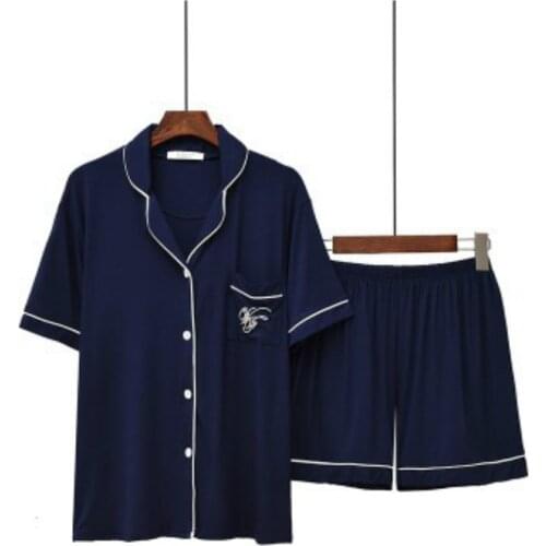 Summer Modal Men Pajamas Letter Short Sleeve Shorts Pajama Set Elastic Waist 2pcs Mens Clothing Sets Lounge Sleepwear Nightwear