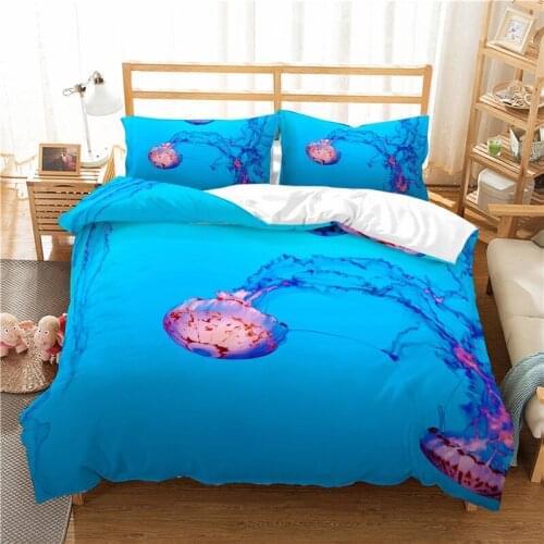 Blue ocean bedding set twin size 3D jellyfish printed with duvet cover set with pillowcase bedclothes full bed set home textile