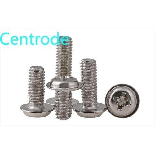 Nickel-plated cross round head with pad screw. With medium screw, computer screw with built-in pad M2 m2.5m3 M4 200pcs