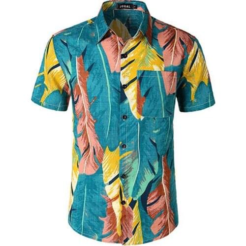 Summer New Arrive Mens Digital Printing Short-sleeved Casual Lapel Button Hawaiian Beach Style Fashion All-match Shirt Hot sale