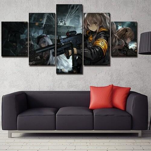 Wall Art Canvas Paintings Framework Home Decorative Artwork 5 Pieces Anime Girls Frontline Pictures HD Print Modular Poster