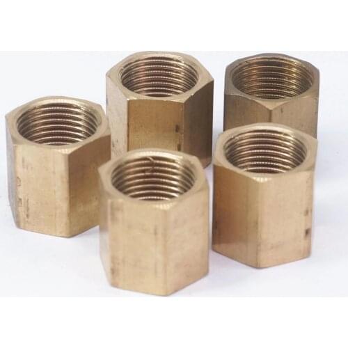 LOT 5 3/8" BSP Female Thread Brass Pipe Fittings Hex Nut Rod Connector Coupling