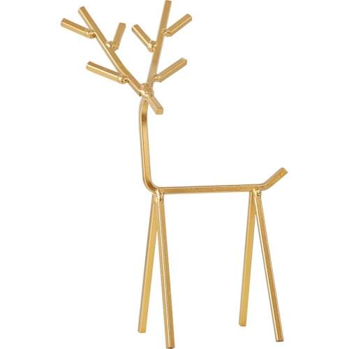 3D Golden Deer Jewelry Display Stand Necklace Earrings Organizer Tree Geometric Deer Tower Rack for Rings Bracelets