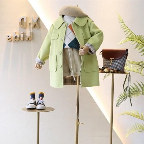 2019 Girl Baby Kids Woolen Coat for Autumn Winter Girls Kids Long Coat Fashion Jacket Childrens Clothes