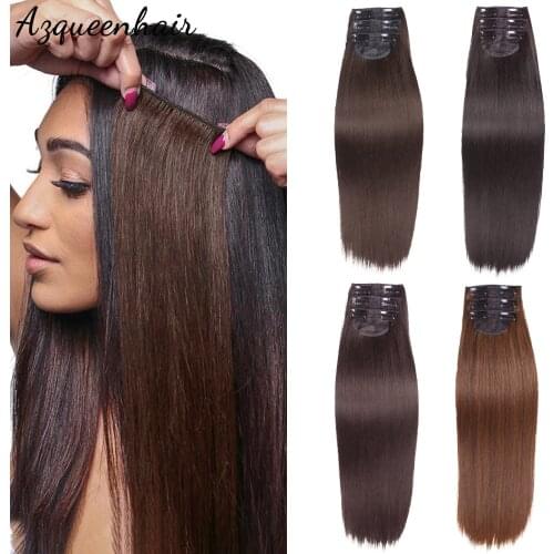 AZQUEEN 24Inch 180g Synthetic Clip-in Hair Extensions False Hair Piece High Temperature Fiber Natural Black Blonde Brown
