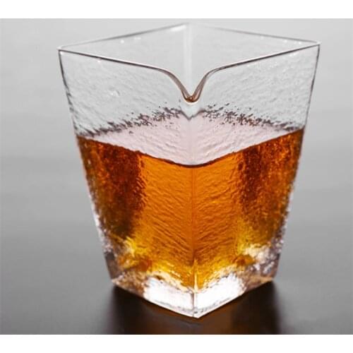 Heat Resistant Glass Tea Infuser Simple Square Chahai Creative Thickened Fair Cup Transparent Office Teacup Pitcher Teaware