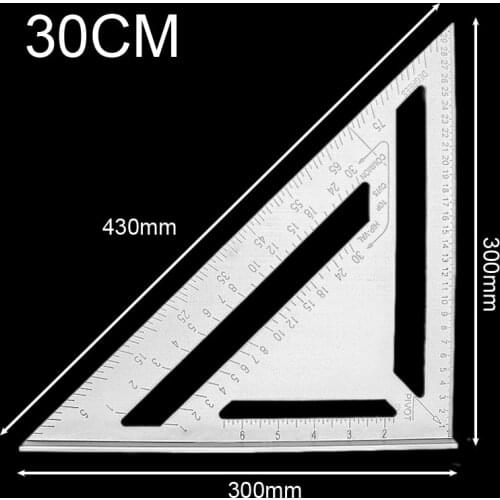 18/30cm Square Triangle Ruler Aluminum Alloy Triangle Angle Ruler Protractor Woodworking Measurement Tool Square Layout Gauge