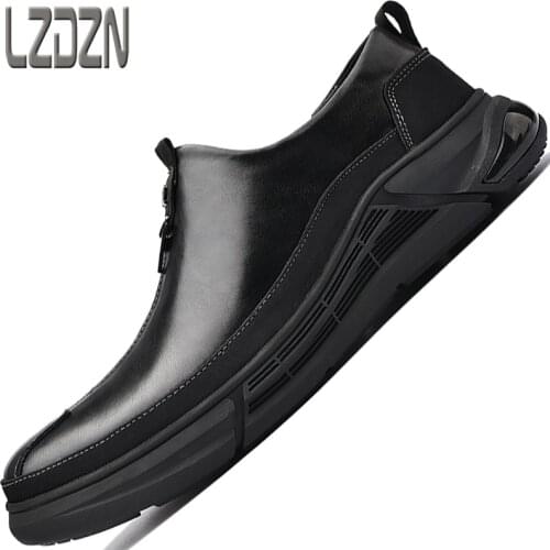 Genuine Leather Shoes One-Step Tide Shoes Mens Shoes British Casual Handmade Full Leather Lazy Peas Soft-Soled Autumn For Men