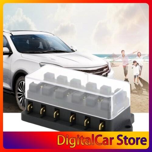 Universal 12V 6 Way Fuse Box Block Fuse Holder Box Car Vehicle Circuit Automotive Blade Car Fuse Accessory Tool