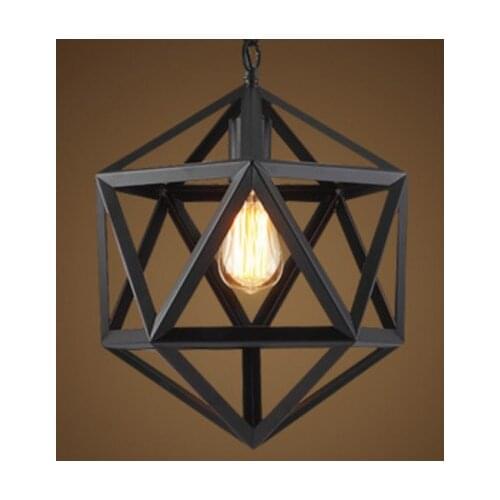 Vintage Retro Hexagon Wrought Iron Pendant Lights Fixture Industrial Loft American Hanging Lamp Bar Kitchen Room Light Home Deco