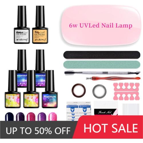 WiRinef 28Pcs/set UV Nail Gel Polish Primer Gel Top Coat Glue UV Led Nail Dryer Nail Art Manicure Gel Lacquer Set Kit
