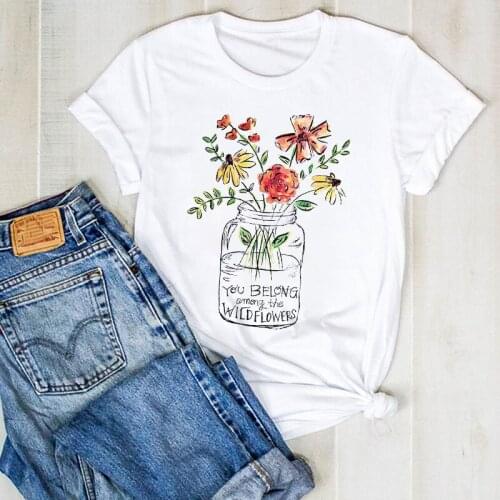 Women Lady Flower Watercolor Flower Floral Print Ladies Summer T Tee Tshirt Womens Female Top Shirt Clothes Graphic T-shirt