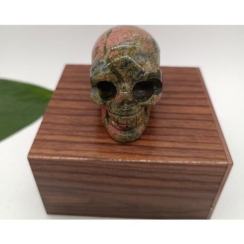 1pc 2inch Unakite Crystal Skull Statue Crystal Mineral Quartz Stone Skull Figurine Hand Carved Bone Feng Shui Healing Collection