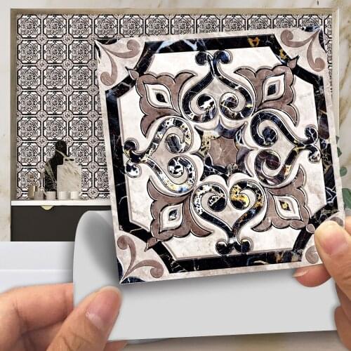 10pcs/set Marble Waterjet Parquet Hard Tiles Ceramics Wall Sticker Kitchen Drawe Home Decor Art Mural Peel & Stick Wall Decals
