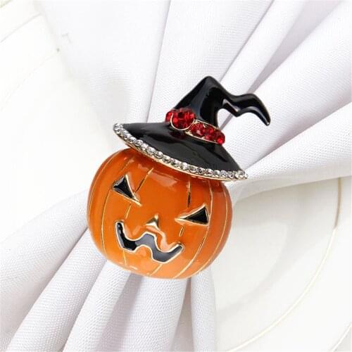 12PCS/Metal Halloween Pumpkin Grimace Series Napkin Ring Desktop Decoration Used in Hotel Halloween Western Food Etiquette Decor
