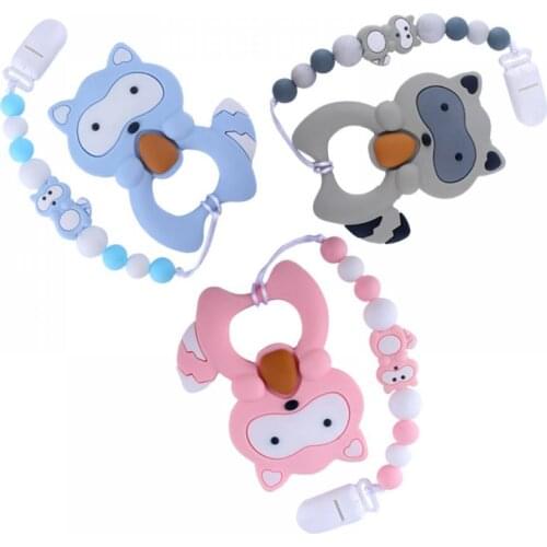 2020 Baby Lovely Cartoon Pacifier Chain Baby Safe Silicone Pacifier Clip Food Grade Silicone Beads Baby Teething Toys