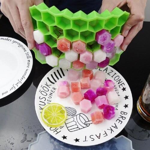 37 Cubes Honeycomb Ice Cube Tray Mold Silicone Ice Cube Maker With Lids For Ice Cream Party Whiskey Cocktail Cold Drink